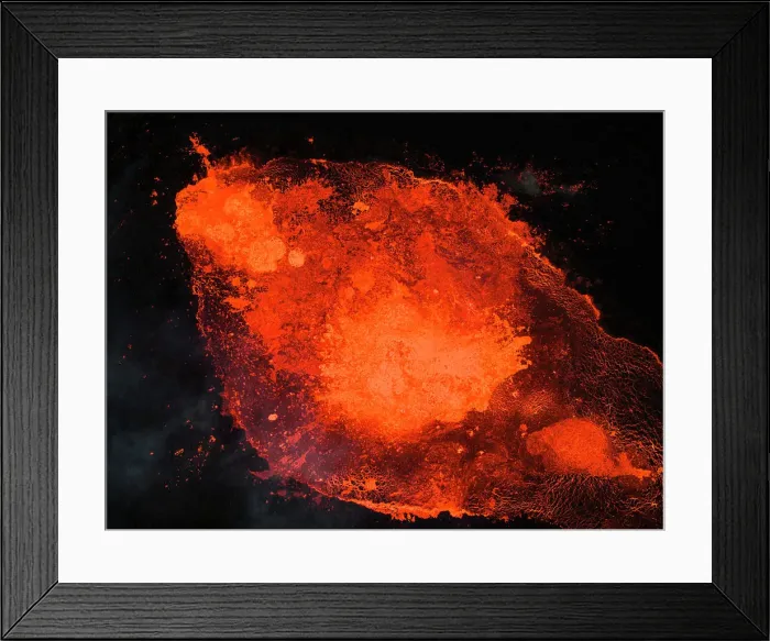 Framed Print : Aerial view taken by airplane of Litli-Hrutur volcano during eruption, Reykjanes peninsula, Iceland, Polar Regions Framed Print : Aerial view taken by airplane of Litli-Hrutur volcano during eruption, Reykjanes peninsula, Iceland, Polar Regions