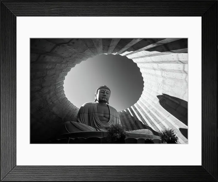 Framed Print : Black and White of a Buddha statue framed in circular architecture, Hill of the Buddha, Sapporo, Hokkaido, Japan, Asia Framed Print : Black and White of a Buddha statue framed in circular architecture, Hill of the Buddha, Sapporo, Hokkaido, Japan, Asia