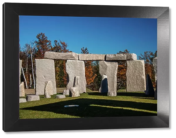 Close up of Stonehenge copy in Makomanai Takino Cemetery, Sapporo, Hokkaido, Japan, Asia
