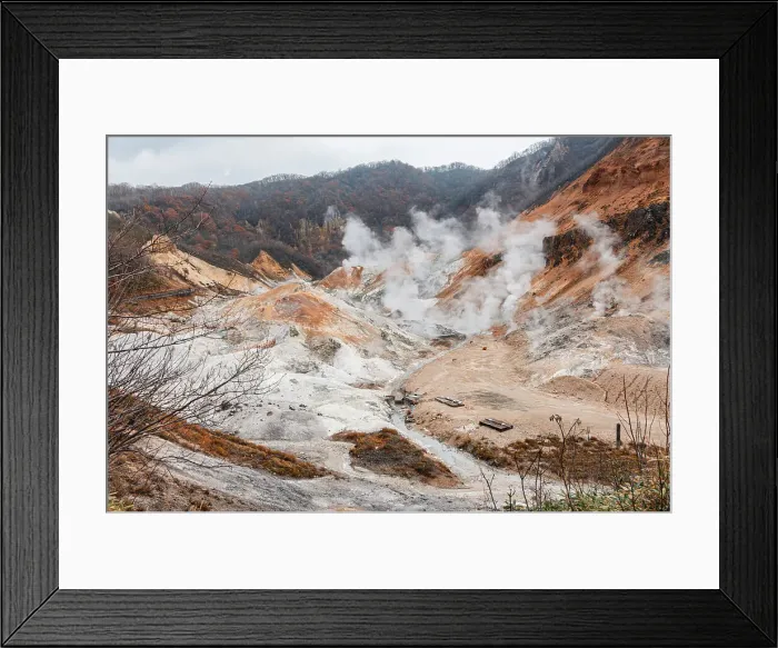 Framed Print : Steaming volcano of Hell Valley, Noboribetsu, Hokkaido, Japan, Asia Framed Print : Steaming volcano of Hell Valley, Noboribetsu, Hokkaido, Japan, Asia