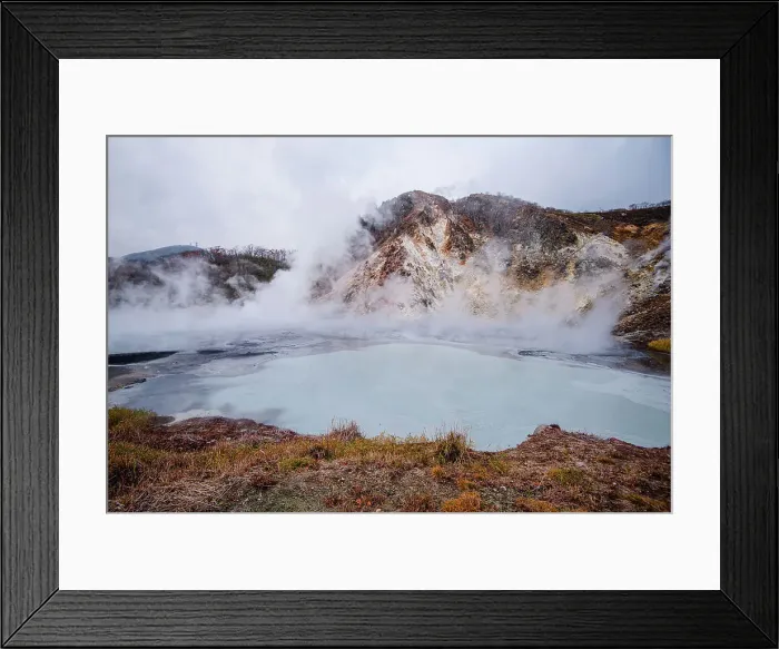 Framed Print : Volcanic field and steaming pond in Noboribetsu, Hell Valley, Hokkaido, Japan, Asia Framed Print : Volcanic field and steaming pond in Noboribetsu, Hell Valley, Hokkaido, Japan, Asia