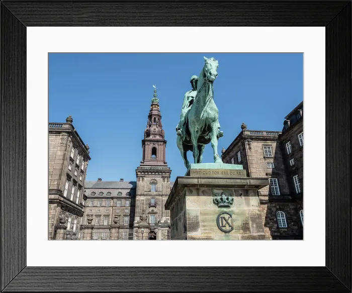 Framed Print : Christiansborgs Palace, home of the Danish Parliament, with statue of King Frederik VII, Copenhagen, Denmark, Scandinavia, Europe Framed Print : Christiansborgs Palace, home of the Danish Parliament, with statue of King Frederik VII, Copenhagen, Denmark, Scandinavia, Europe