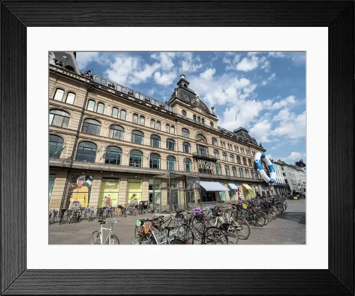 Framed Print : Bicycles parked in front of the Magasin du Nord department store, Copenhagen, Denmark, Scandinavia, Europe Framed Print : Bicycles parked in front of the Magasin du Nord department store, Copenhagen, Denmark, Scandinavia, Europe