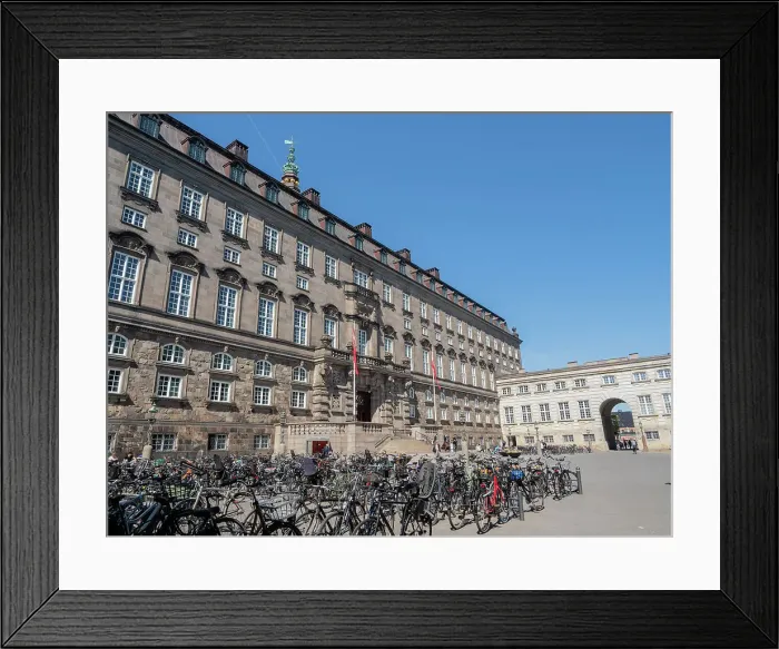 Framed Print : Rows of bicycles outside the Christiansborgs Palace, home of the Danish Parliament, Copenhagen, Denmark, Scandinavia, Europe Framed Print : Rows of bicycles outside the Christiansborgs Palace, home of the Danish Parliament, Copenhagen, Denmark, Scandinavia, Europe