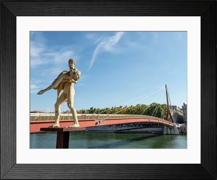 Framed Print : Statue The Weight of Oneself, Passarelle du Palais de Justice, Lyon, Auvergne-Rhone-Alpes, France, Europe Framed Print : Statue The Weight of Oneself, Passarelle du Palais de Justice, Lyon, Auvergne-Rhone-Alpes, France, Europe