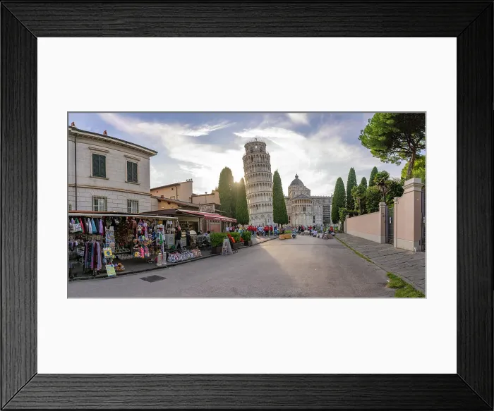 Framed Print : View of souvenir stalls and Leaning Tower of Pisa at sunset, UNESCO World Heritage Site, Pisa, Province of Pisa, Tuscany, Italy, Europe Framed Print : View of souvenir stalls and Leaning Tower of Pisa at sunset, UNESCO World Heritage Site, Pisa, Province of Pisa, Tuscany, Italy, Europe