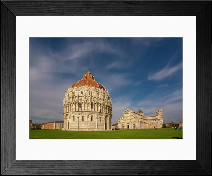 Framed Print : View of Baptistery of San Giovanni, Pisa Cathedral and Leaning Tower of Pisa, UNESCO World Heritage Site, Pisa, Province of Pisa, Tuscany, Italy, Europe Framed Print : View of Baptistery of San Giovanni, Pisa Cathedral and Leaning Tower of Pisa, UNESCO World Heritage Site, Pisa, Province of Pisa, Tuscany, Italy, Europe
