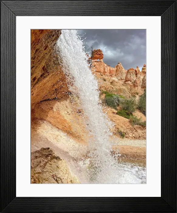 Framed Print : A waterfall running through the Mossy Cave Trail in Bryce Canyon National Park, Utah, United States of America, North America Framed Print : A waterfall running through the Mossy Cave Trail in Bryce Canyon National Park, Utah, United States of America, North America