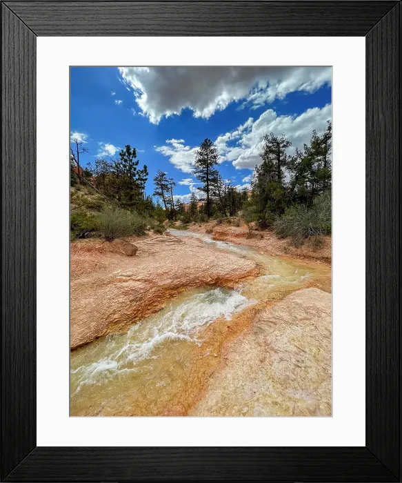 Framed Print : A stream running through the Mossy Cave Trail in Bryce Canyon National Park, Utah, United States of America, North America Framed Print : A stream running through the Mossy Cave Trail in Bryce Canyon National Park, Utah, United States of America, North America