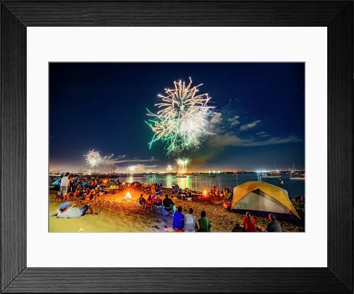 Framed Print : Fireworks display viewed from Shelter Island in San Diego, California, United States of America, North America Framed Print : Fireworks display viewed from Shelter Island in San Diego, California, United States of America, North America