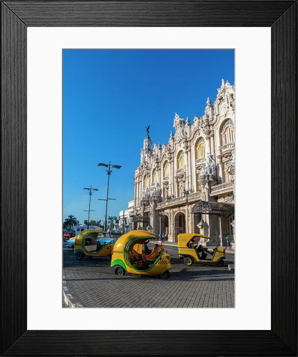 Framed Print : Coco taxis in front of the Theatre of Havana, Cuba, West Indies, Central America Framed Print : Coco taxis in front of the Theatre of Havana, Cuba, West Indies, Central America