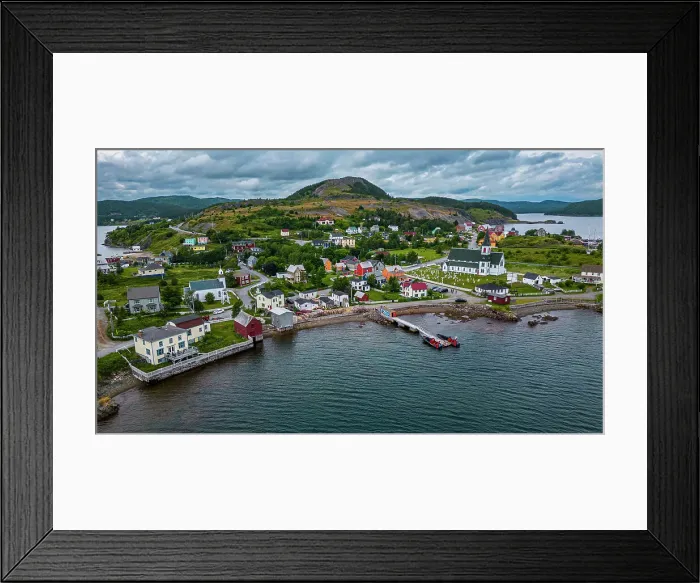 Framed Print : Aerial of the historic town of Trinity, Bonavista Peninsula, Newfoundland, Canada, North America