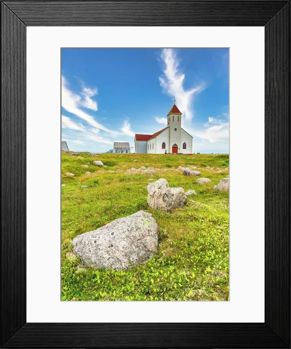 Framed Print : Church and old fishing houses, Ile aux Marins, fishermen's island, Territorial Collectivity of Saint-Pierre and Miquelon, Overseas Collectivity of France, North America Framed Print : Church and old fishing houses, Ile aux Marins, fishermen's island, Territorial Collectivity of Saint-Pierre and Miquelon, Overseas Collectivity of France, North America