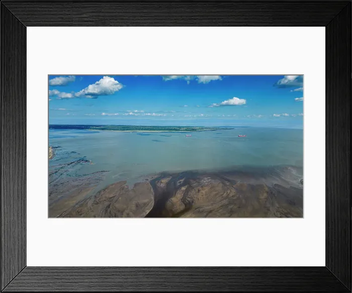 Framed Print : Aerial of the Gouffre River flowing in the St. Lawrence River, Quebec, Canada, North America Framed Print : Aerial of the Gouffre River flowing in the St. Lawrence River, Quebec, Canada, North America