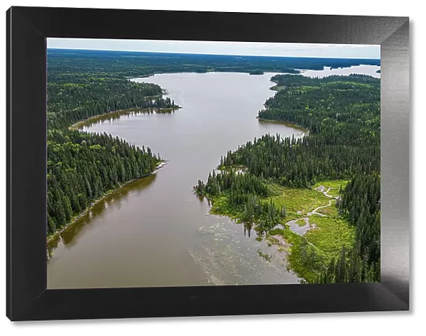 Aerial of the Pisew River, Pisew Falls Provincial Park, Thompson, Manitoba, Canada, North America