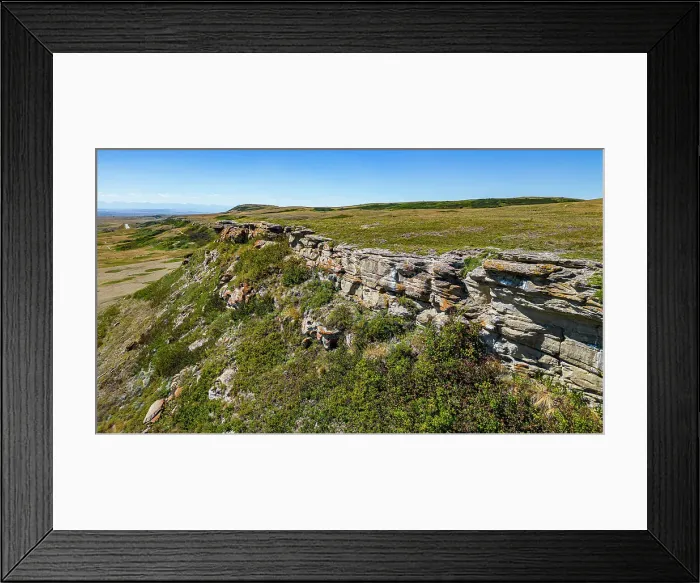Framed Print : Aerial of the Head Smashed in Buffalo Jump, UNESCO World Heritage Site, Alberta, Canada, North America Framed Print : Aerial of the Head Smashed in Buffalo Jump, UNESCO World Heritage Site, Alberta, Canada, North America