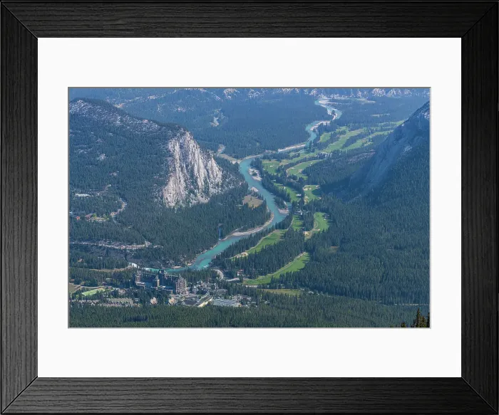 Framed Print : Fairmont Banff Springs Hotel viewed from Sulphur Mountain top, Banff National Park, UNESCO World Heritage Site, Alberta, Rocky Mountains, Canada, North America