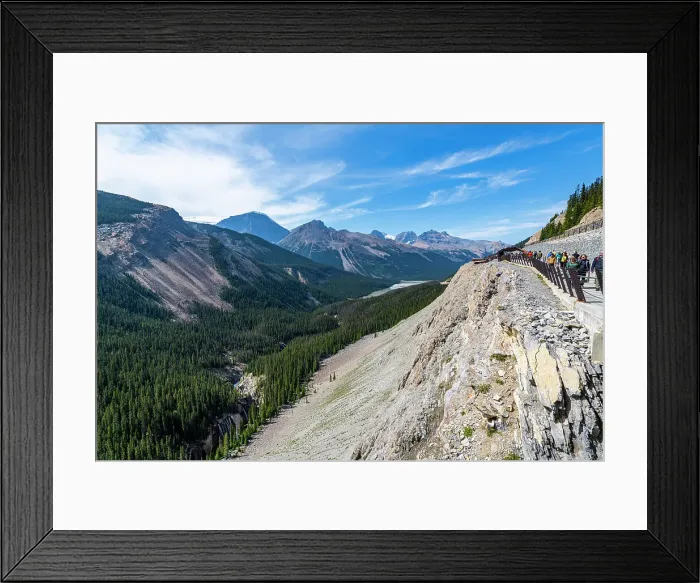 Framed Print : View into the valley from the Columbia Icefield Skywalk, Glacier Parkway, Alberta, Canada, North America Framed Print : View into the valley from the Columbia Icefield Skywalk, Glacier Parkway, Alberta, Canada, North America