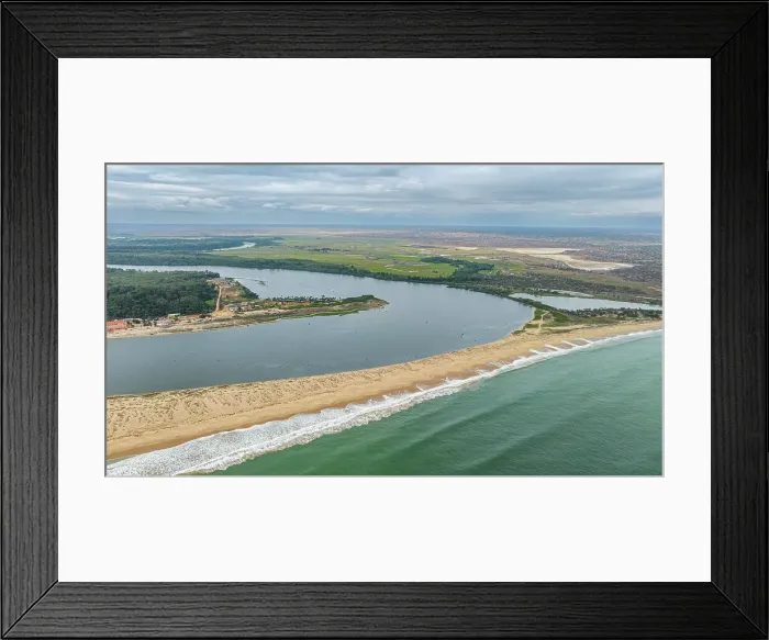 Framed Print : Aerial of the River mouth of the River Cuanza, Angola, Africa