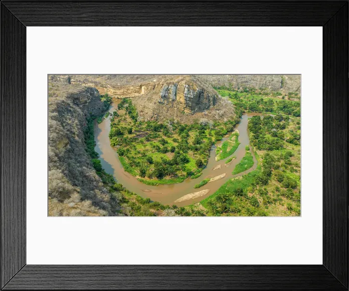 Framed Print : Aerial of the horseshoe bend of the Rio Cubal Canyon, Angola, Africa Framed Print : Aerial of the horseshoe bend of the Rio Cubal Canyon, Angola, Africa