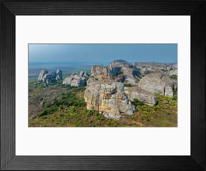 Framed Print : Aerial of black rocks of Pungo Andongo, Malanje, Angola, Africa