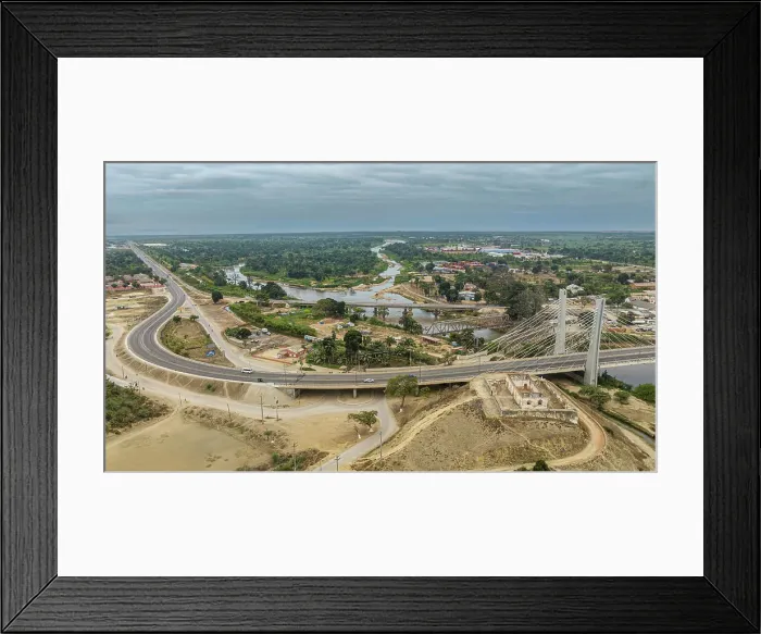 Framed Print : Aerial of the bridge over Catumbela, Benguela, Angola, Africa