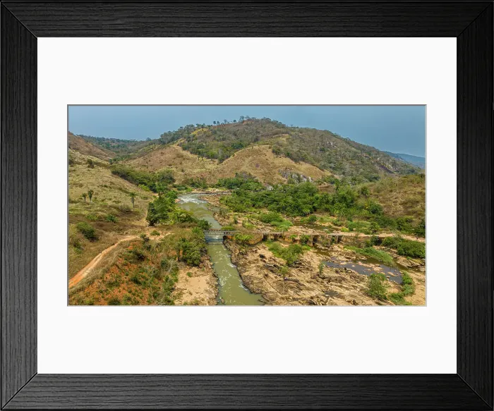 Framed Print : Aerial of an old railway bridge over the Cuvo River (Rio Keve), near confluence with Toeota River, Six Arches Bridge, Conda, Kumbira Forest Reserve, Kwanza Sul, Angola, Africa Framed Print : Aerial of an old railway bridge over the Cuvo River (Rio Keve), near confluence with Toeota River, Six Arches Bridge, Conda, Kumbira Forest Reserve, Kwanza Sul, Angola, Africa