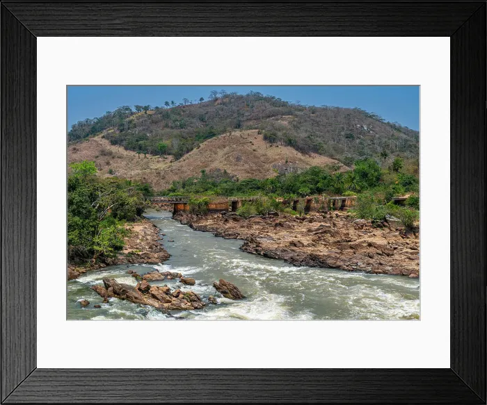Framed Print : Old railroad bridge over Cuvo River (Rio Keve), near confluence with Toeota River, Six Arches Bridge, Conda, Kumbira Forest Reserve, Kwanza Sul, Angola, Africa