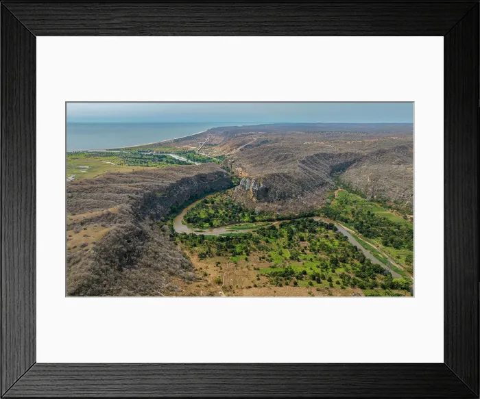 Framed Print : Aerial of the horseshoe bend of the Rio Cubal Canyon, Angola, Africa Framed Print : Aerial of the horseshoe bend of the Rio Cubal Canyon, Angola, Africa