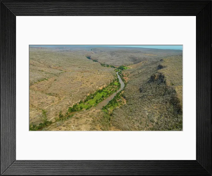 Framed Print : Aerial of the Rio Cubal Canyon, Angola, Africa Framed Print : Aerial of the Rio Cubal Canyon, Angola, Africa