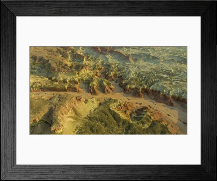 Framed Print : Aerial of a sandstone canyon, Namibe (Namib) desert, Iona National Park, Namibe, Angola, Africa