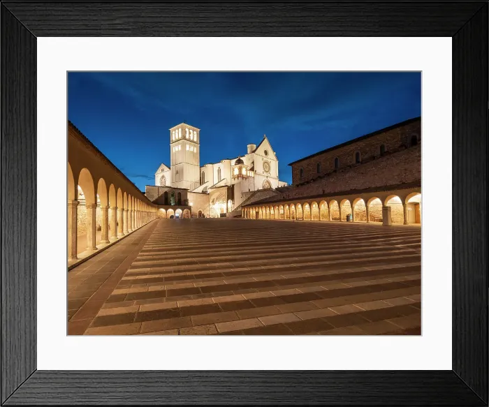 Framed Print : Lower Square of St. Francis and the Basilica of Saint Francis of Assisi, illuminated at night, UNESCO World Heritage Site, Assisi, Perugia, Umbria, Italy, Europe Framed Print : Lower Square of St. Francis and the Basilica of Saint Francis of Assisi, illuminated at night, UNESCO World Heritage Site, Assisi, Perugia, Umbria, Italy, Europe