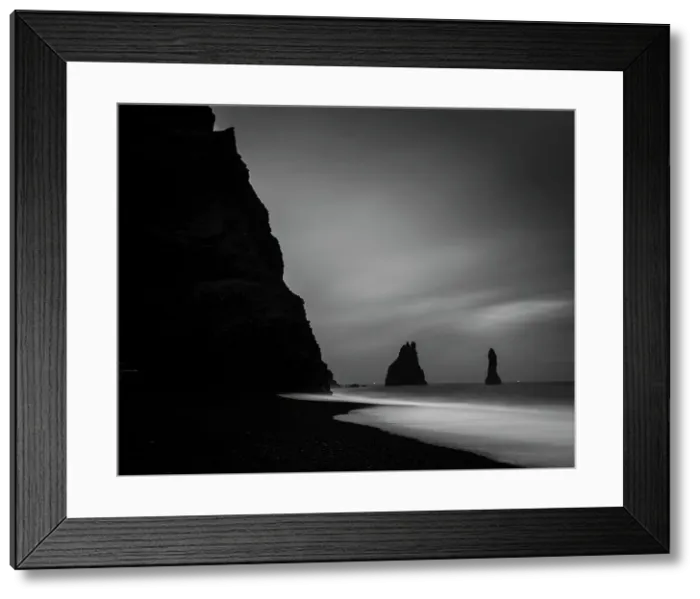 Framed Print : Reynisfjara and sea stacks, Iceland, Polar Regions