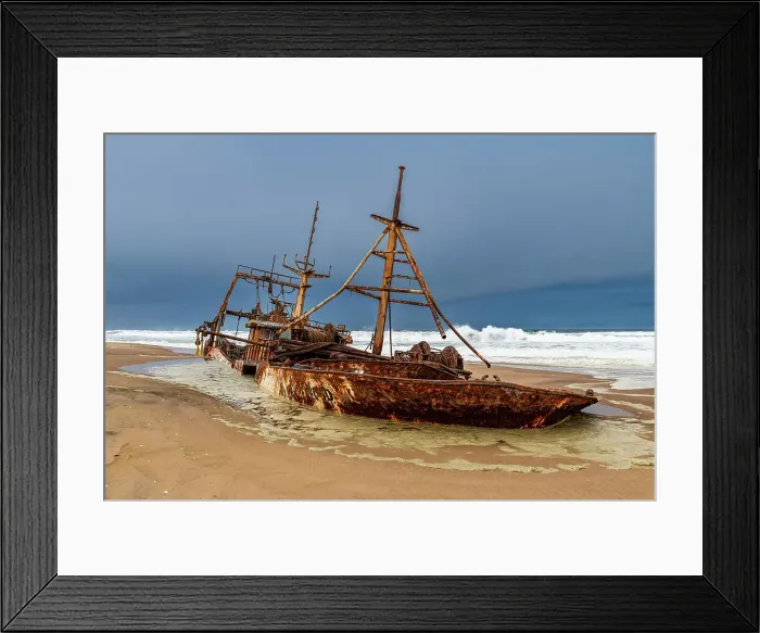 Framed Print : Shipwreck on a beach in the Iona National Park, Namibe, Angola, Africa