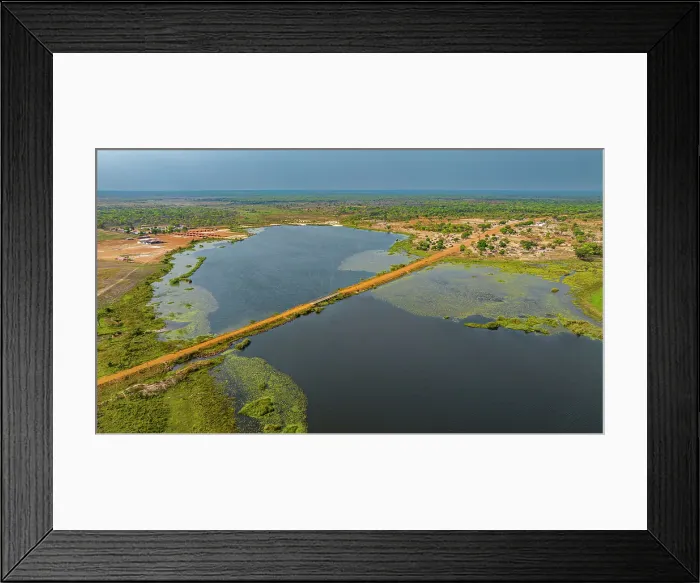 Framed Print : Aerial of the Mundolola lagoon, Moxico, Angola, Africa Framed Print : Aerial of the Mundolola lagoon, Moxico, Angola, Africa
