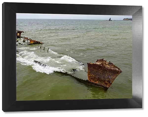 Shipwreck beach, Bay of Santiago, Luanda, Angola, Africa