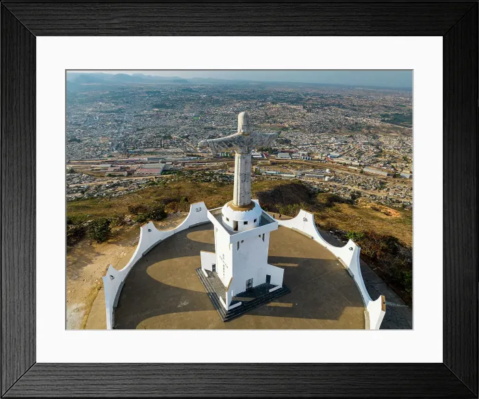Framed Print : Aerial of the Christ the King Statue, overlooking Lubango, Angola, Africa Framed Print : Aerial of the Christ the King Statue, overlooking Lubango, Angola, Africa