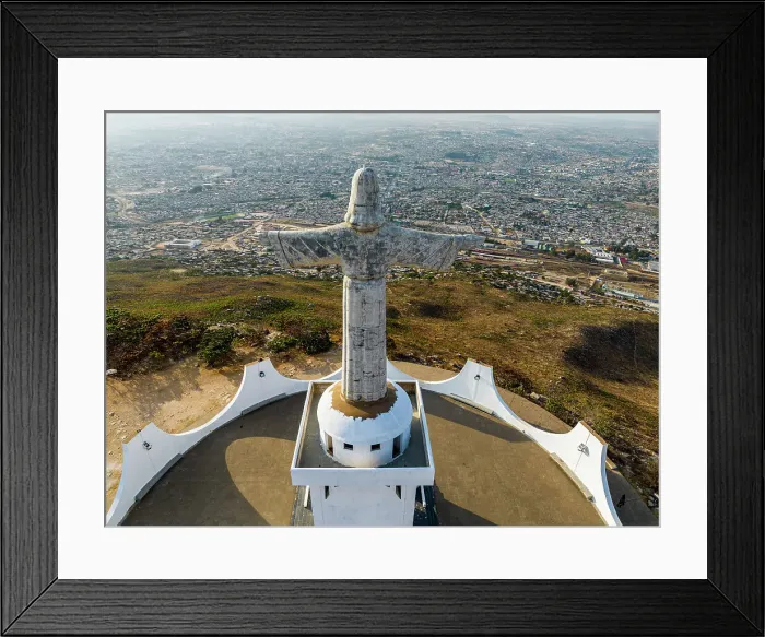Framed Print : Aerial of the Christ the King Statue, overlooking Lubango, Angola, Africa Framed Print : Aerial of the Christ the King Statue, overlooking Lubango, Angola, Africa