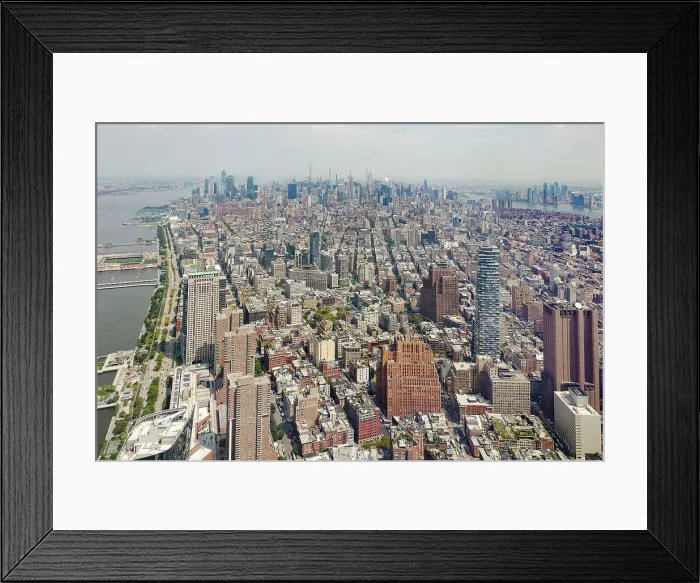 Framed Print : Looking over the length of New York City from the One World Observatory with the Hudson River to the West and Long Island City to the north east, New York City, United States of America, North America Framed Print : Looking over the length of New York City from the One World Observatory with the Hudson River to the West and Long Island City to the north east, New York City, United States of America, North America