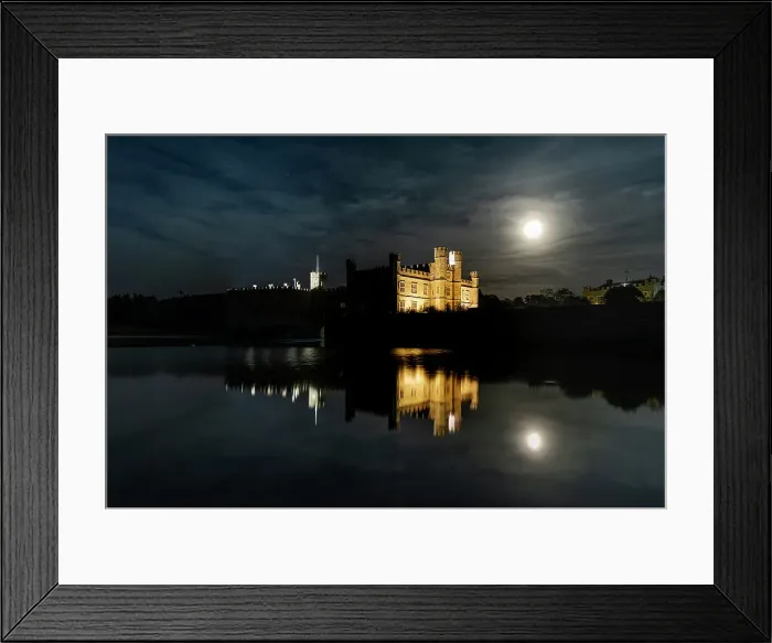Framed Print : Full moon rising over Leeds Castle, near Maidstone, Kent, England, United Kingdom, Europe Framed Print : Full moon rising over Leeds Castle, near Maidstone, Kent, England, United Kingdom, Europe