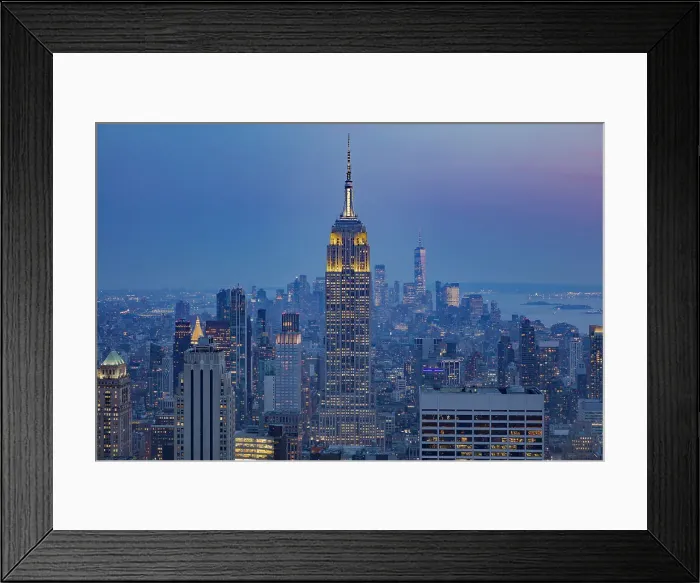 Framed Print : Empire State Building and New York City skyline at dusk from Top of the Rock, Rockefeller Center, New York City, United States of America, North America Framed Print : Empire State Building and New York City skyline at dusk from Top of the Rock, Rockefeller Center, New York City, United States of America, North America