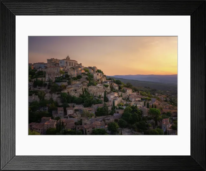 Framed Print : Hilltop village of Gordes at sunrise, Provence, Provence-Alpes-Cote d'Azur, France, Europe Framed Print : Hilltop village of Gordes at sunrise, Provence, Provence-Alpes-Cote d'Azur, France, Europe