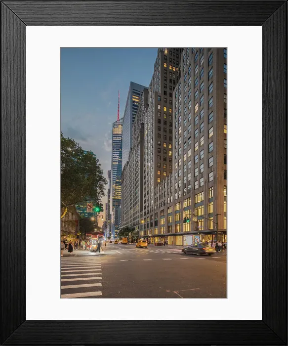 Framed Print : Early evening scene at a busy midtown intersection in New York City, New York City, United States of America, North America Framed Print : Early evening scene at a busy midtown intersection in New York City, New York City, United States of America, North America