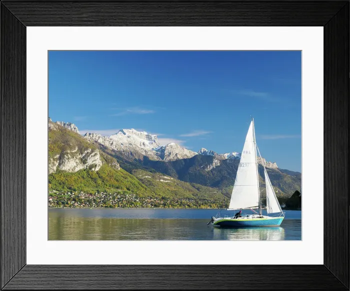 Framed Print : A sailboat on Lake Annecy on a beautiful late-fall day, Annecy, Haute-Savoie, France, Europe Framed Print : A sailboat on Lake Annecy on a beautiful late-fall day, Annecy, Haute-Savoie, France, Europe