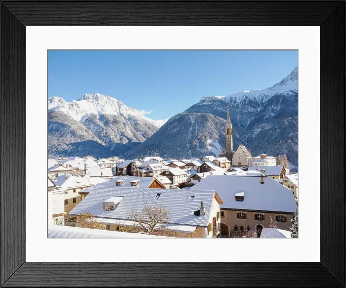 Framed Print : Snow atop the Alpine village of Sent, Graubunden, Switzerland, Europe Framed Print : Snow atop the Alpine village of Sent, Graubunden, Switzerland, Europe
