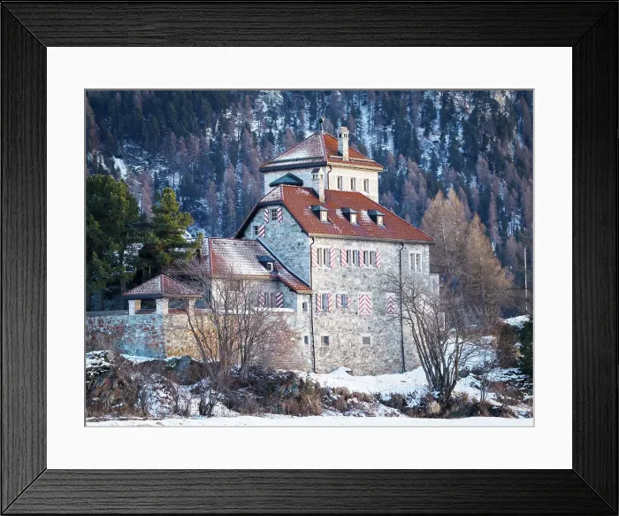 Framed Print : A castle-like early 20th-century house by Lake Silvaplana, Switzerland, Europe Framed Print : A castle-like early 20th-century house by Lake Silvaplana, Switzerland, Europe