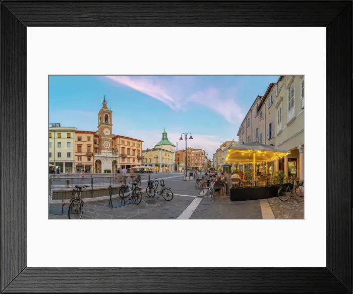 Framed Print : View of restaurant and buildings in Piazza Tre Martiri, Rimini, Emilia-Romagna, Italy, Europe Framed Print : View of restaurant and buildings in Piazza Tre Martiri, Rimini, Emilia-Romagna, Italy, Europe
