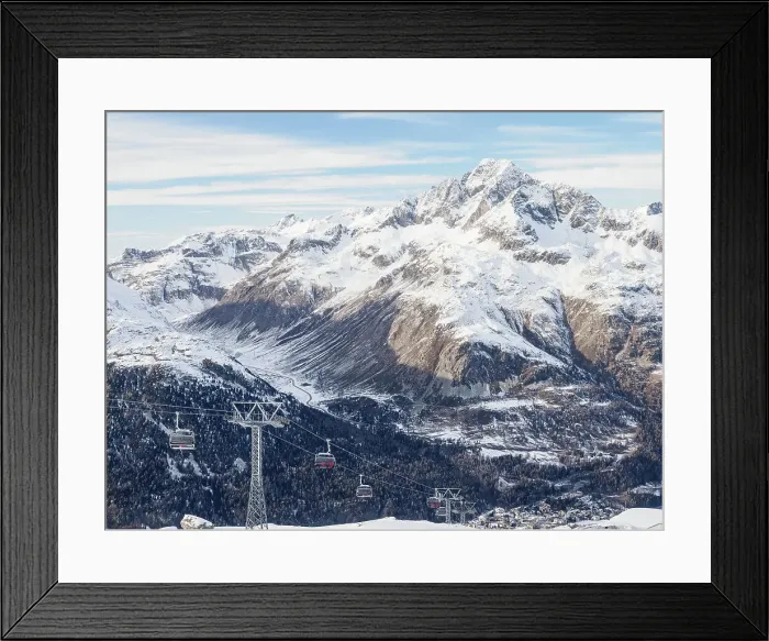 Framed Print : Cable car up to Mount Corvatsch near St. Moritz in the southern Engadine Valley, Graubunden, Switzerland, Europe Framed Print : Cable car up to Mount Corvatsch near St. Moritz in the southern Engadine Valley, Graubunden, Switzerland, Europe