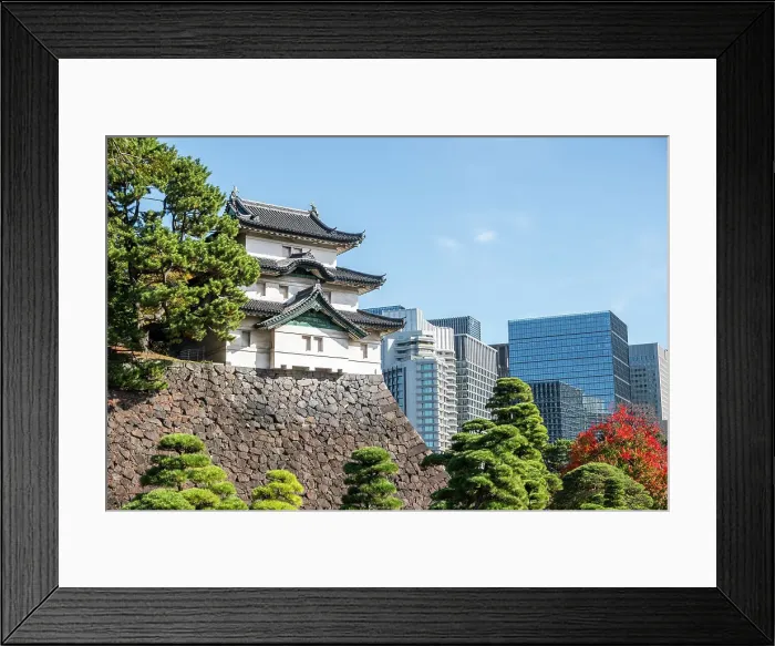 Framed Print : Fujimi-yagura guard tower in the Imperial Palace of Tokyo and modern skyscrapers in the background, Honshu, Japan, Asia Framed Print : Fujimi-yagura guard tower in the Imperial Palace of Tokyo and modern skyscrapers in the background, Honshu, Japan, Asia