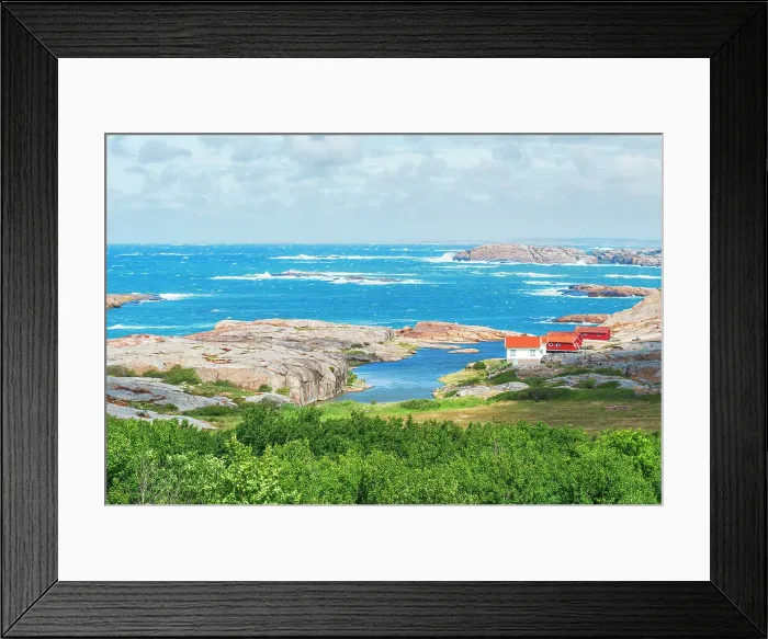 Framed Print : Isolated cottages on granite rocks by the sea, Bohuslan region, Vastra Gotaland, Sweden, Scandinavia, Europe Framed Print : Isolated cottages on granite rocks by the sea, Bohuslan region, Vastra Gotaland, Sweden, Scandinavia, Europe